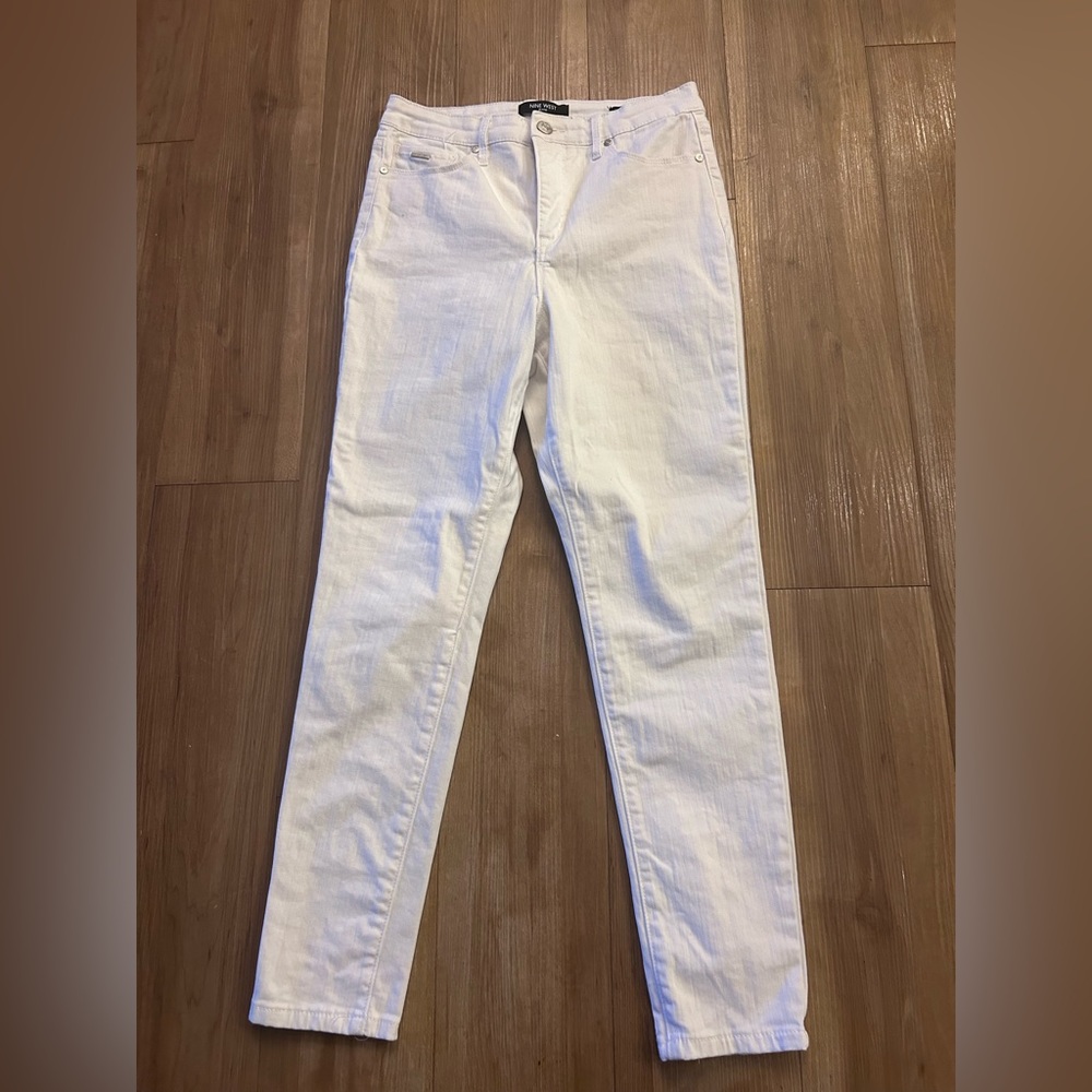 Nine West Sophia High Rise Ankle Jeans | Crisp White, Flattering Fit Size 6